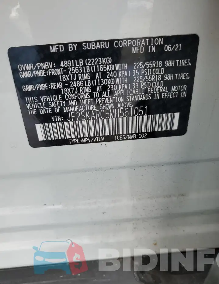 JF2SKARC5MH561051 Photo# 13