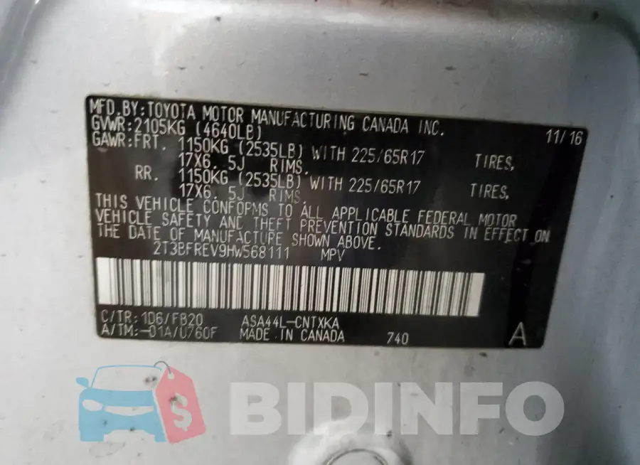 2T3BFREV9HW568111 Photo# 14