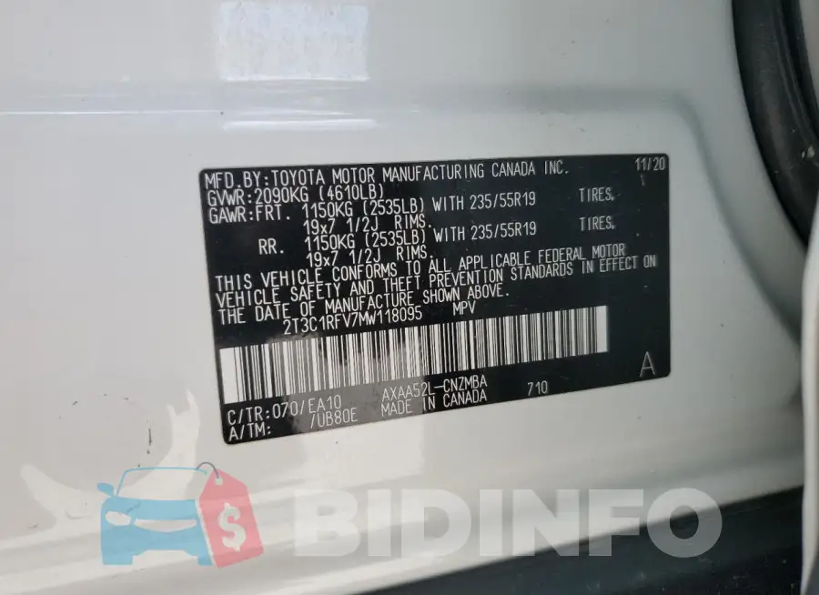 2T3C1RFV7MW118095 Photo# 13