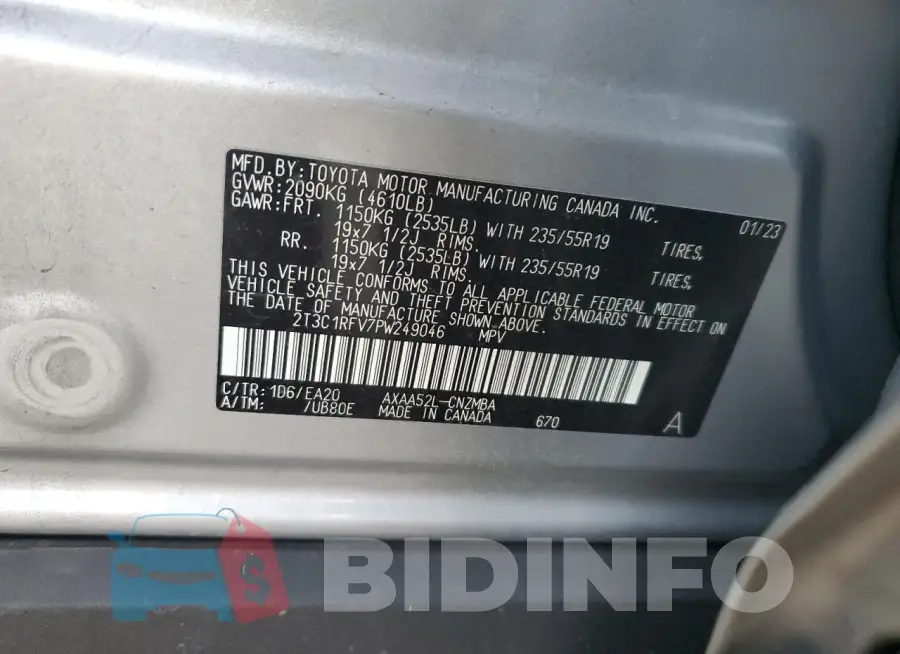 2T3C1RFV7PW249046 Photo# 13