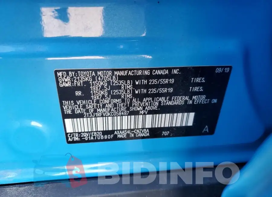 2T3J1RFV0KC058487 Photo# 14