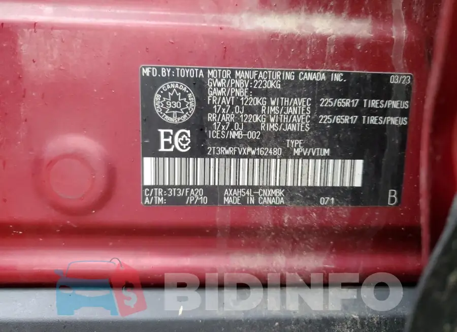 2T3RWRFVXPW162480 Photo# 13