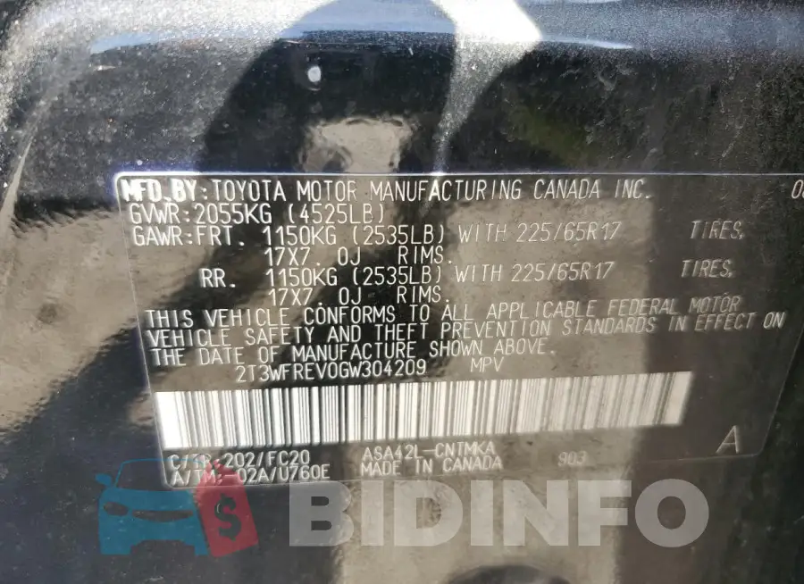 2T3WFREV0GW304209 Photo# 12