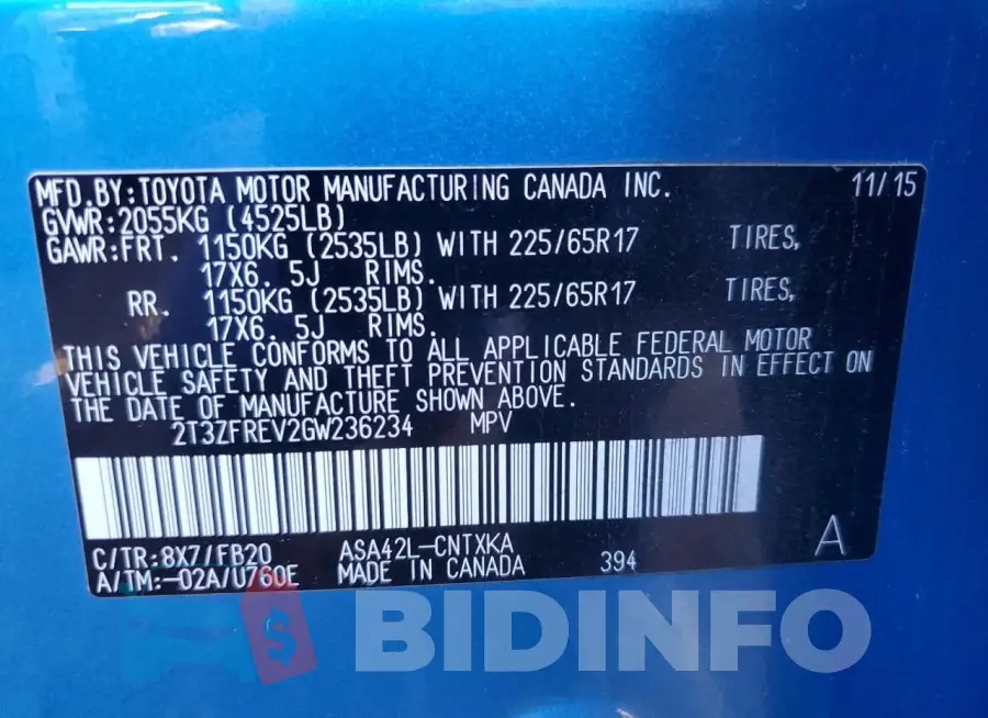 2T3ZFREV2GW236234 Photo# 14