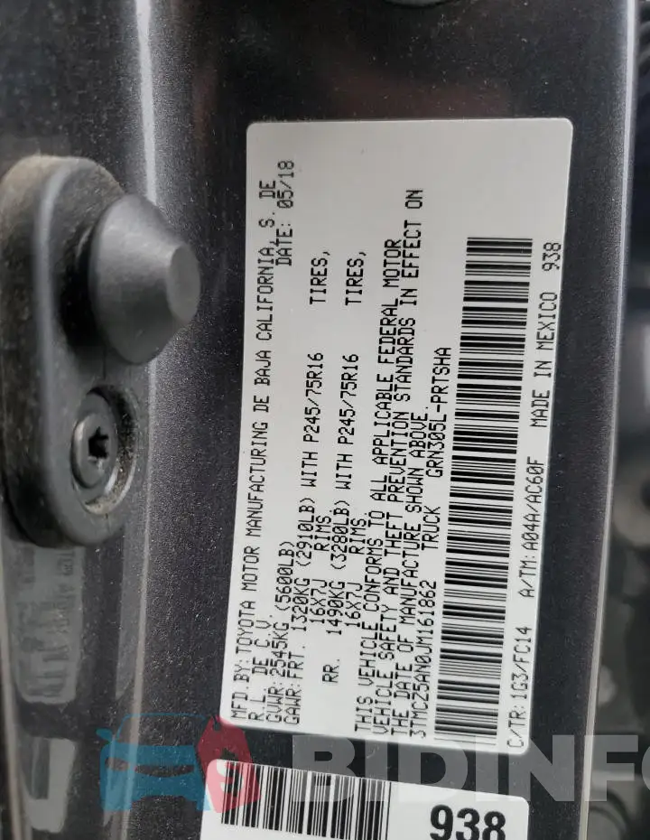 3TMCZ5AN0JM161862 Photo# 12
