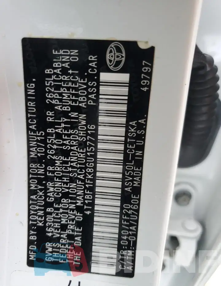 4T1BF1FK8GU157716 Photo# 12