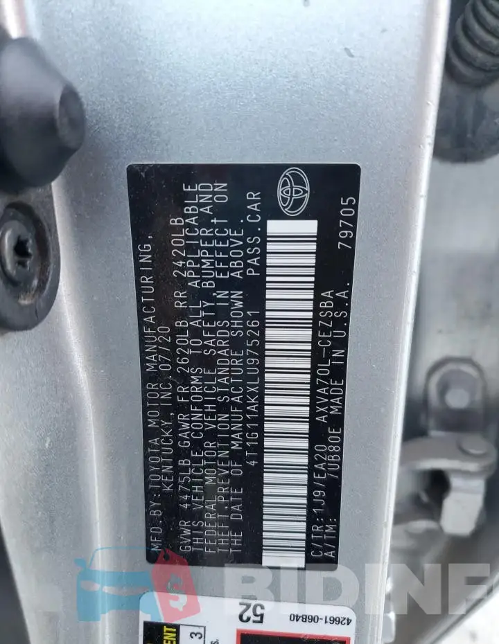 4T1G11AKXLU975261 Photo# 12