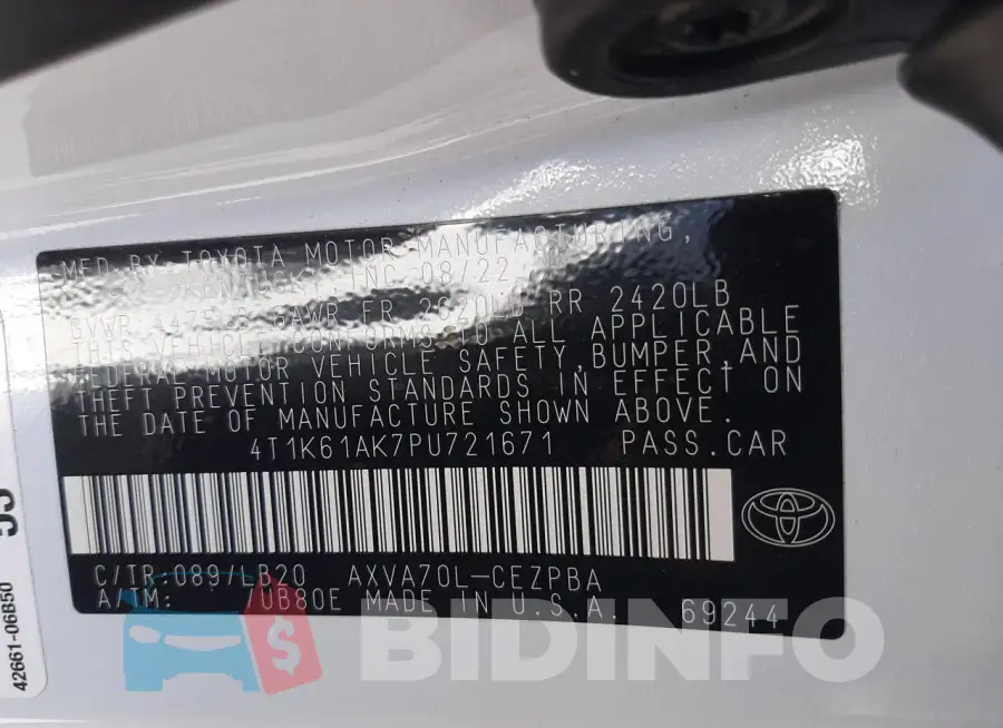 4T1K61AK7PU721671 Photo# 13
