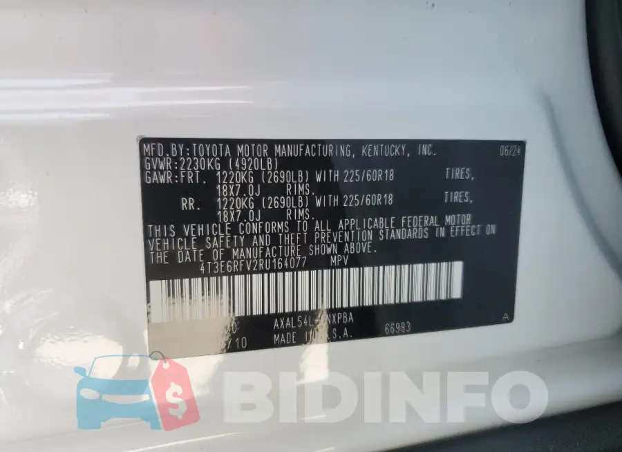 4T3E6RFV2RU164077 Photo# 14