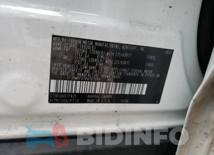 4T3RWRFV7PU103094 Photo# 13
