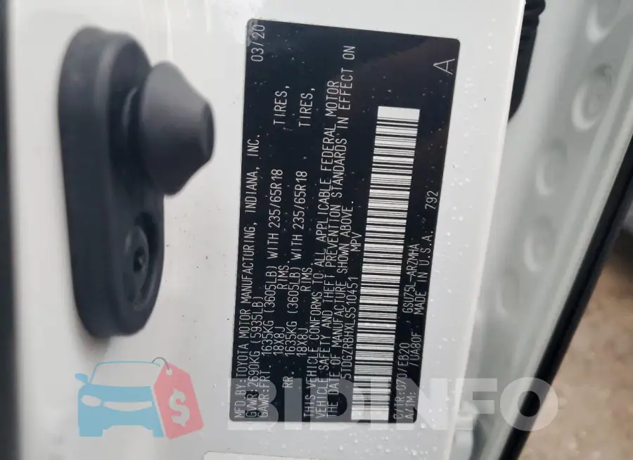 5TDGZRBHXLS510451 Photo# 12