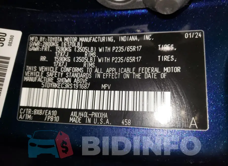5TDYRKEC3RS191687 Photo# 13