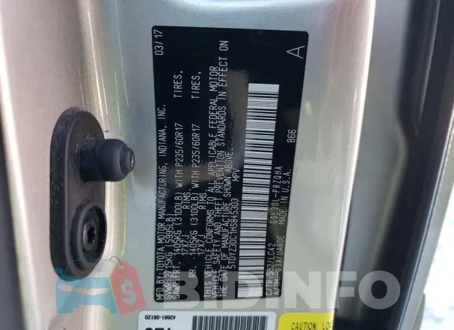 5TDYZ3DC1HS845303 Photo# 14