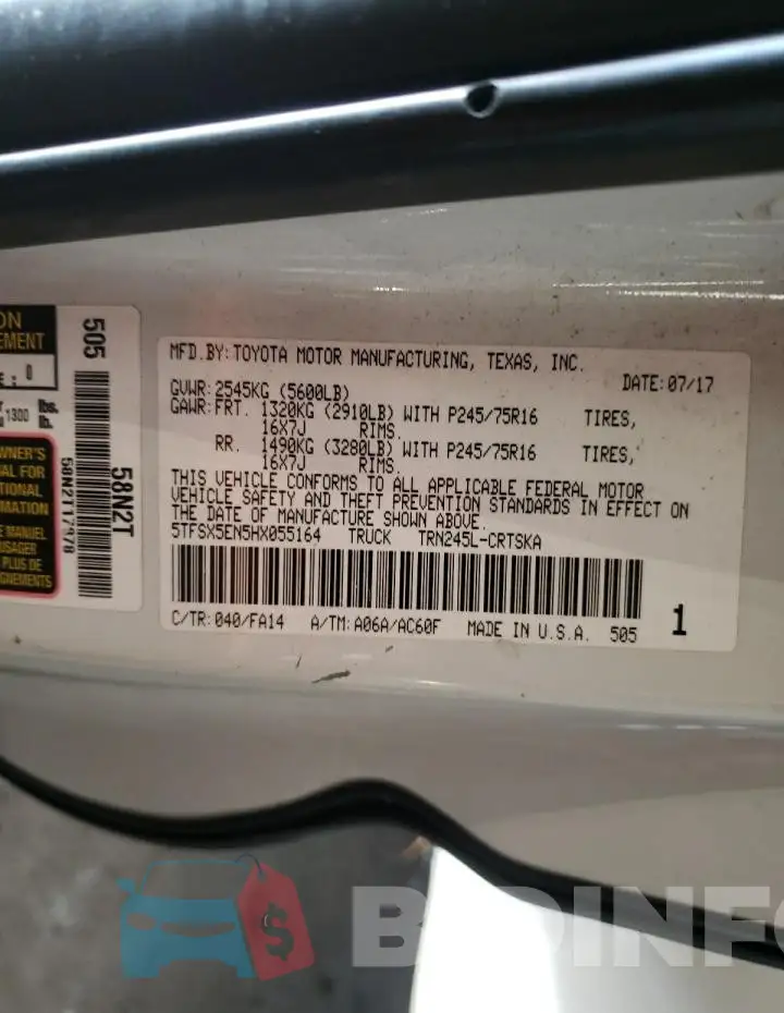 5TFSX5EN5HX055164 Photo# 13