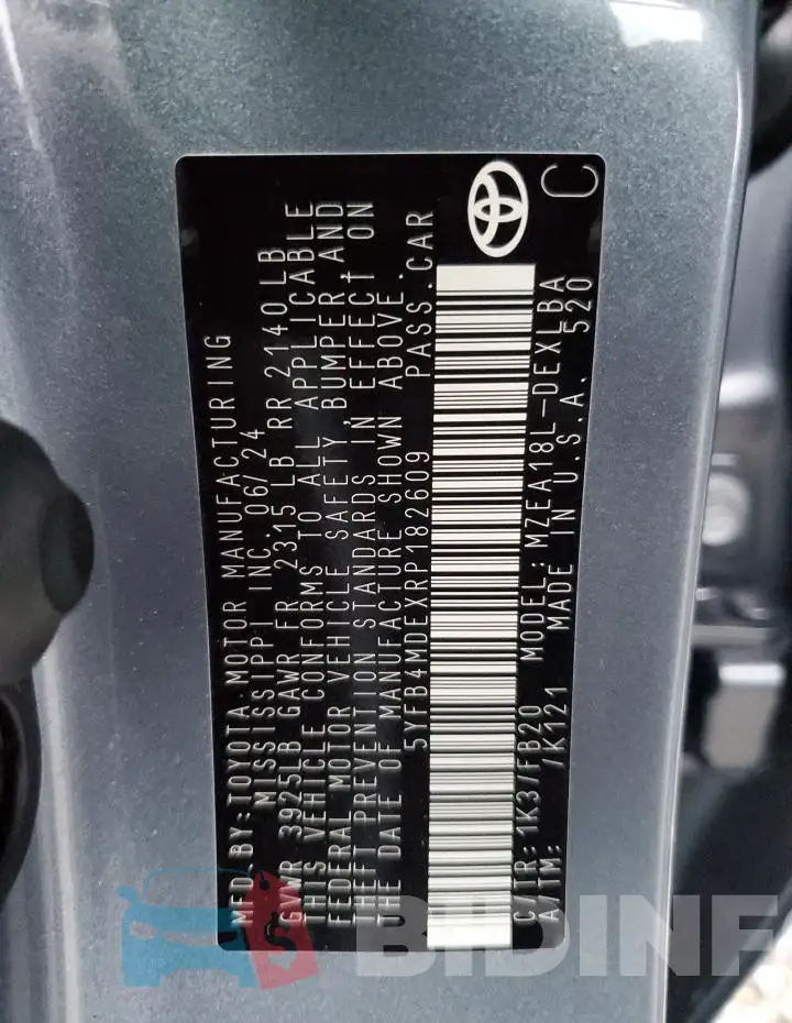 5YFB4MDEXRP182609 Photo# 12