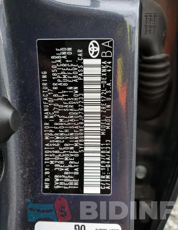 5YFBURHE8JP767233 Photo# 12