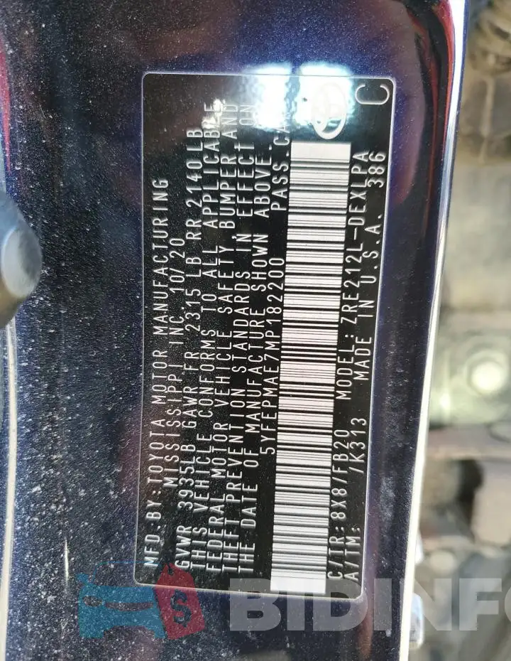 5YFEPMAE7MP182200 Photo# 12
