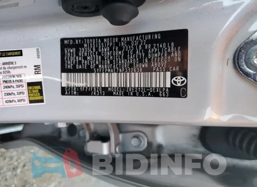 5YFEPMAE7NP312638 Photo# 13