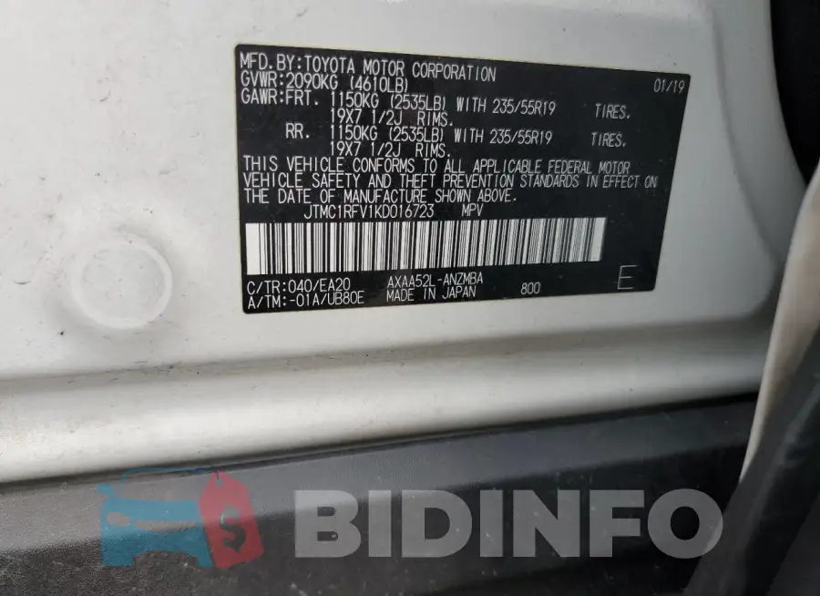 JTMC1RFV1KD016723 Photo# 13