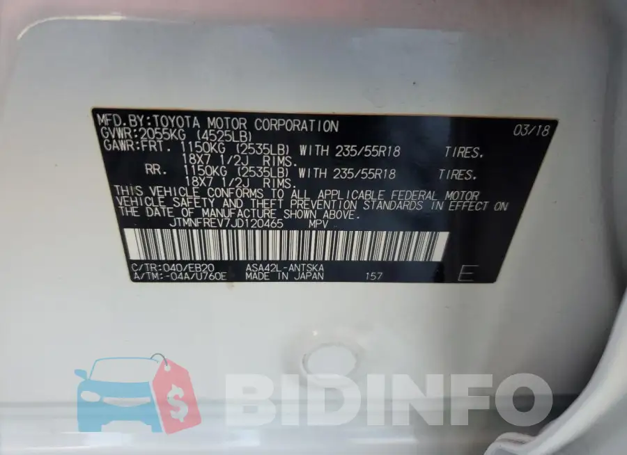 JTMNFREV7JD120465 Photo# 13