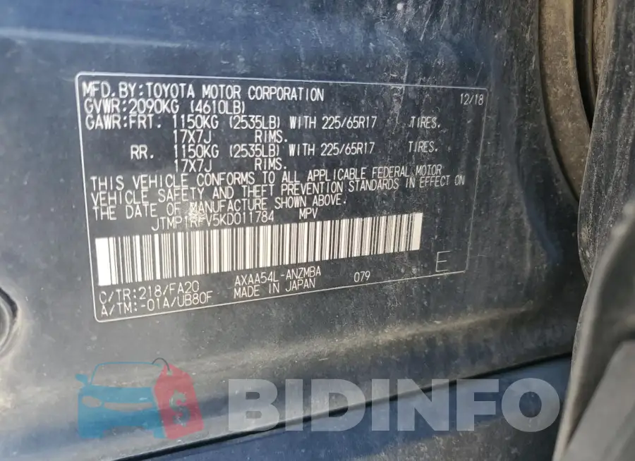 JTMP1RFV5KD011784 Photo# 13