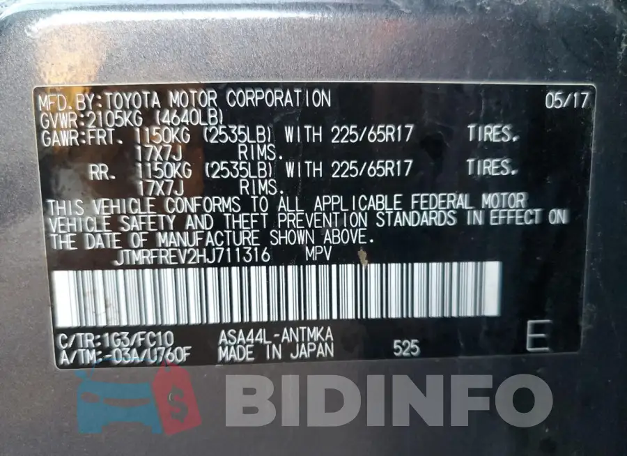 JTMRFREV2HJ711316 Photo# 13