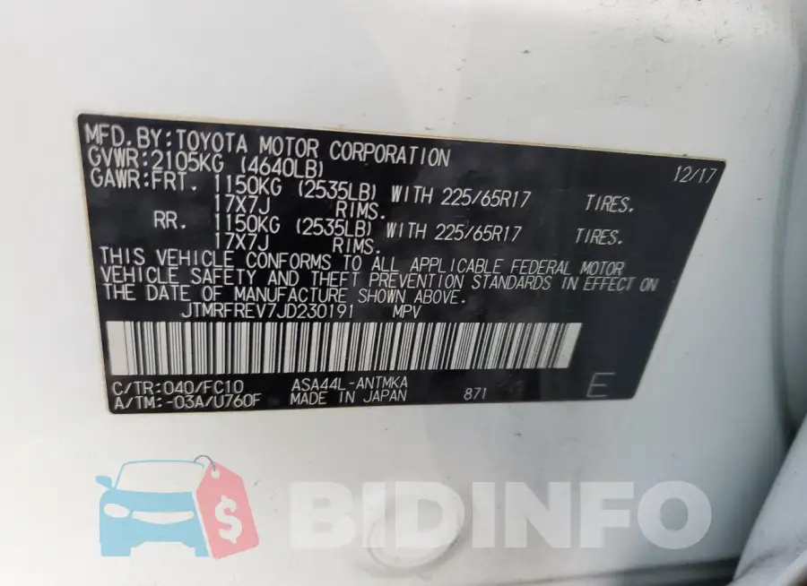 JTMRFREV7JD230191 Photo# 13