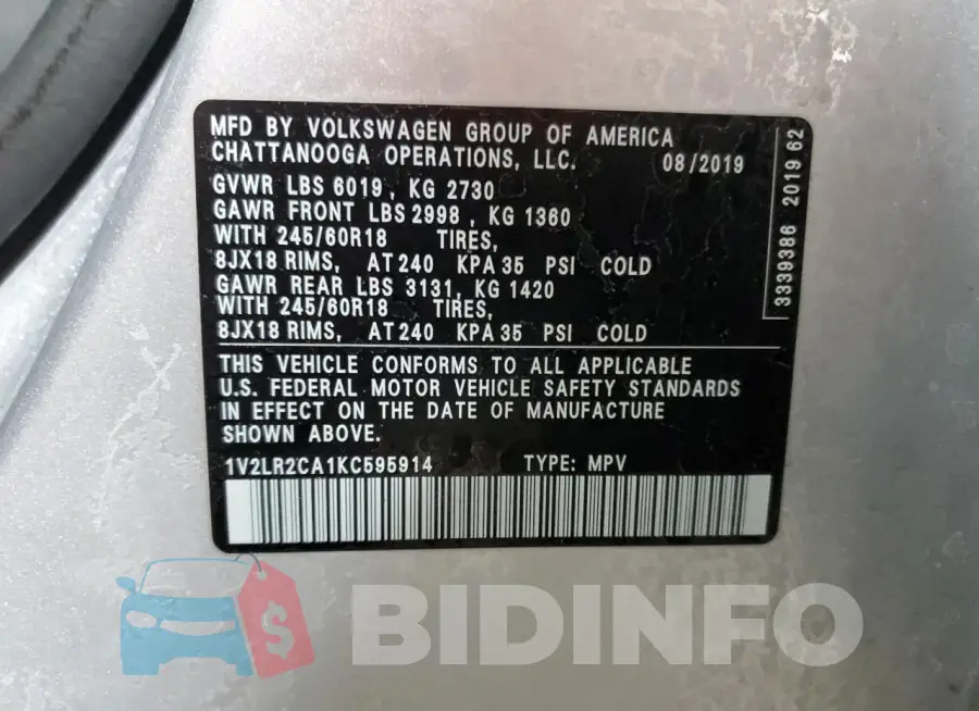 1V2LR2CA1KC595914 Photo# 13