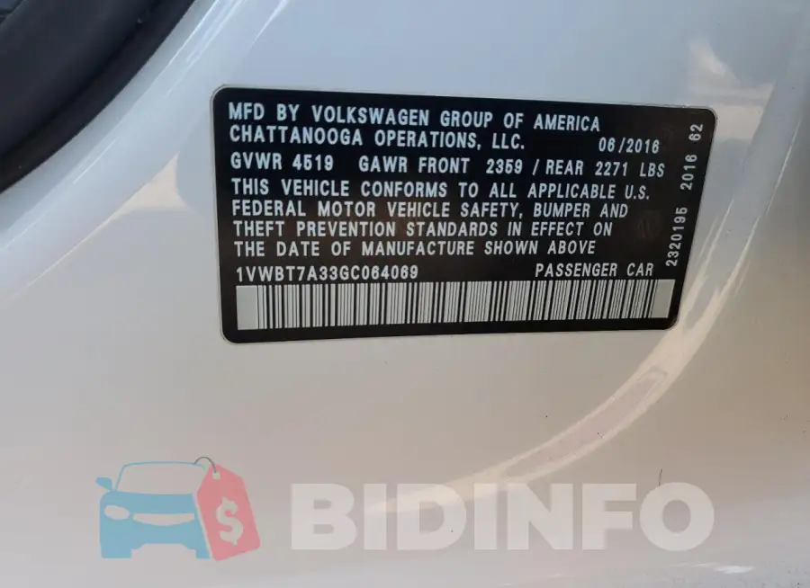 1VWBT7A33GC064069 Photo# 12