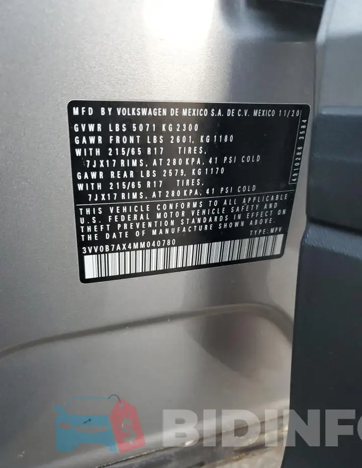 3VV0B7AX4MM040780 Photo# 13