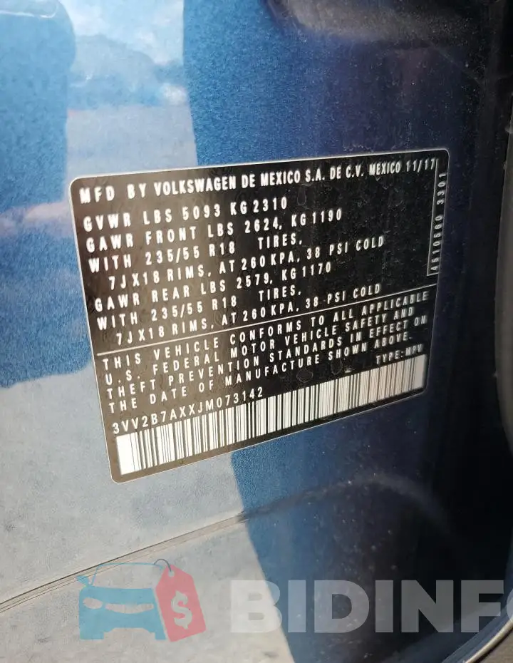 3VV2B7AXXJM073142 Photo# 14