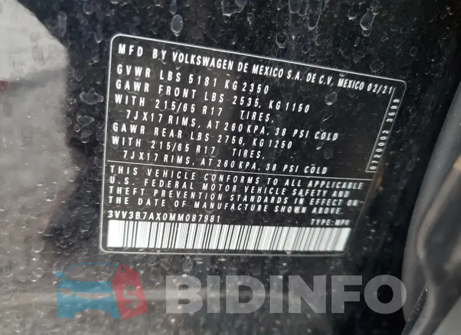 3VV3B7AX0MM087981 Photo# 13