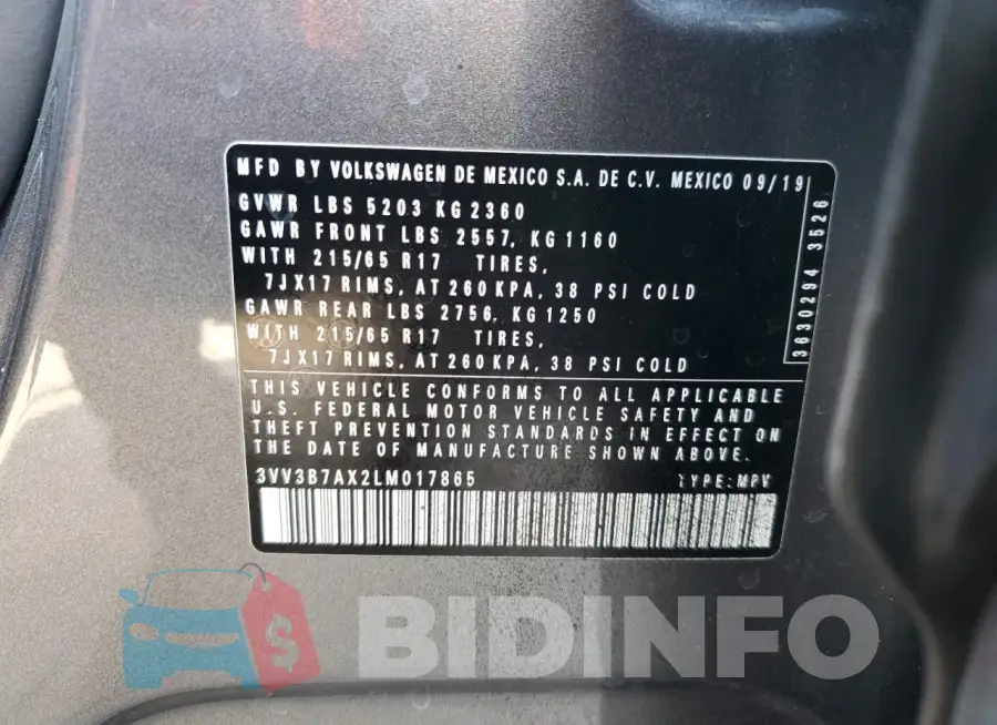 3VV3B7AX2LM017865 Photo# 13