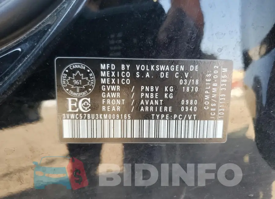 3VWC57BU3KM009165 Photo# 12