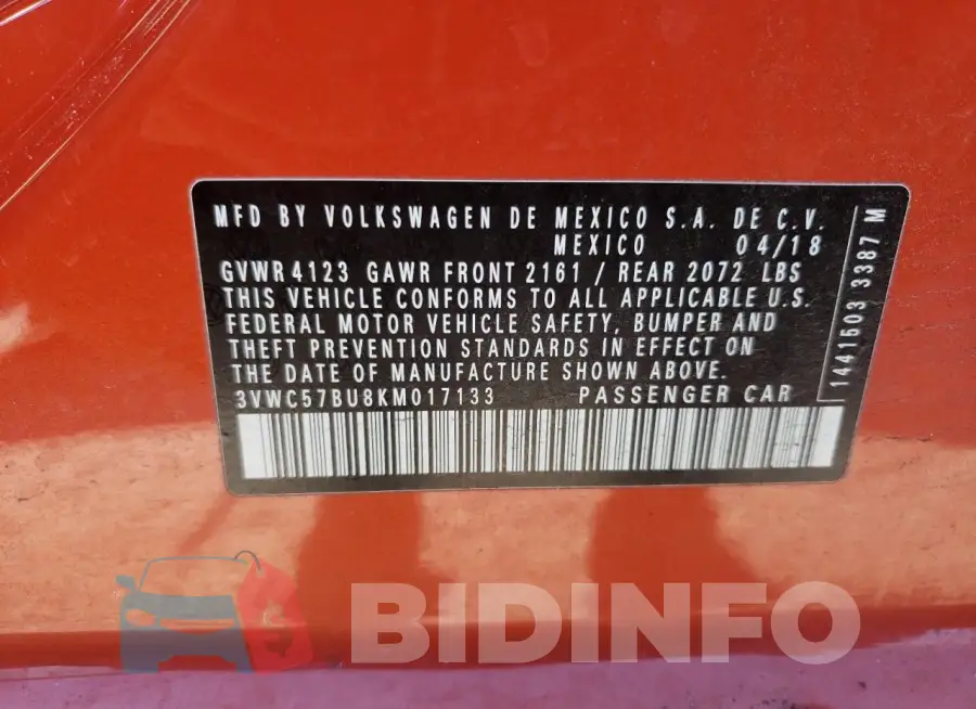 3VWC57BU8KM017133 Photo# 12