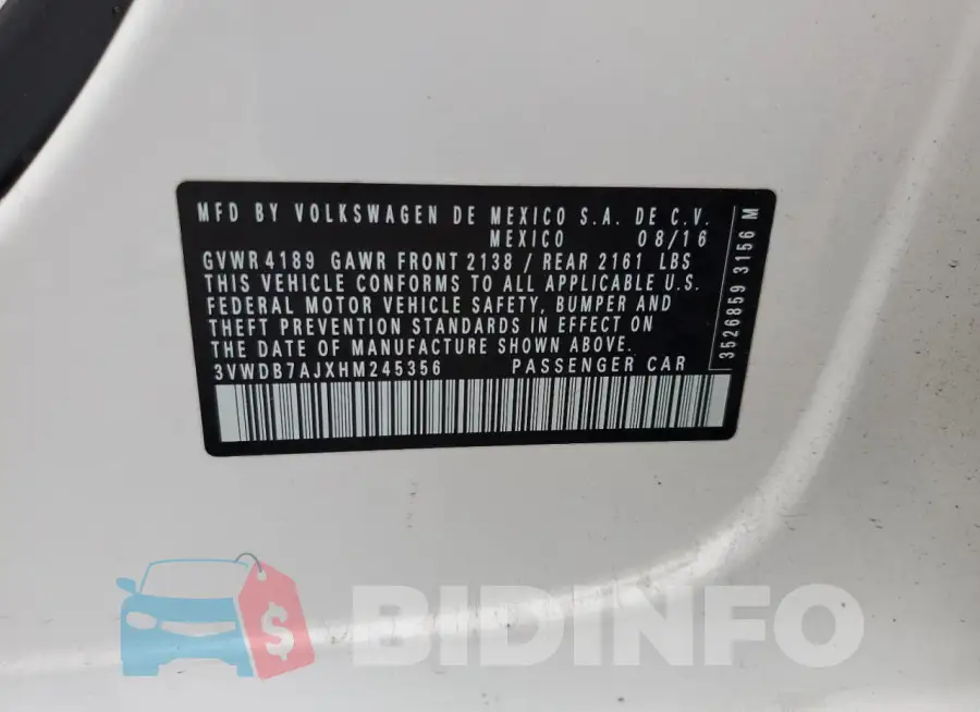 3VWDB7AJXHM245356 Photo# 12