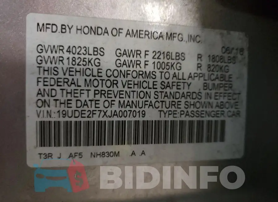 19UDE2F7XJA007019 Photo# 13