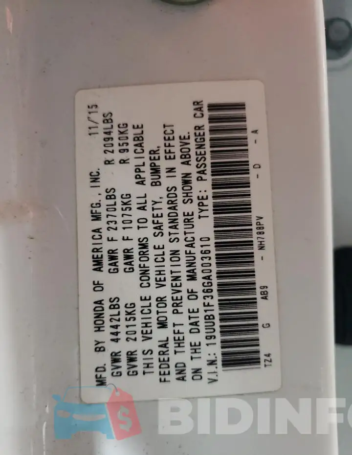 19UUB1F36GA003610 Photo# 12