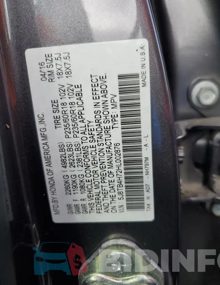 5J8TB4H72HL002876 Photo# 13