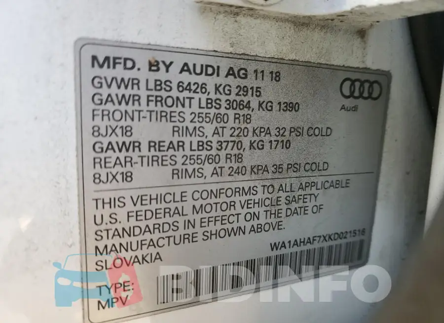 WA1AHAF7XKD021516 Photo# 13