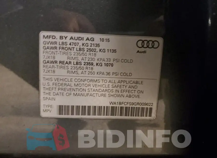 WA1BFCFS9GR009622 Photo# 12