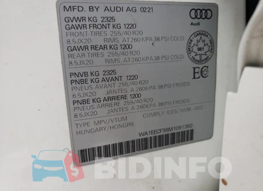 WA1EECF36M1091392 Photo# 13