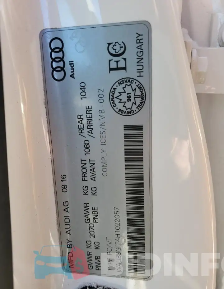 WAUB8GFF4H1022057 Photo# 12
