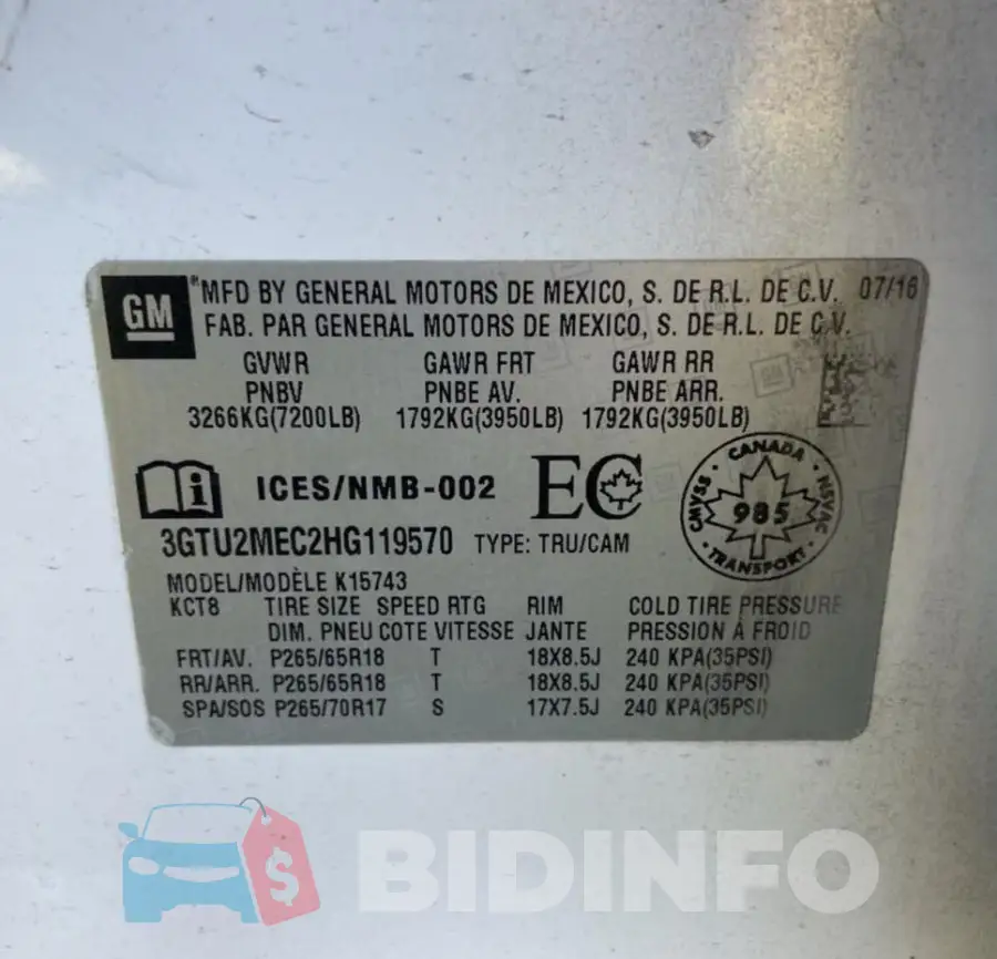 3GTU2MEC2HG119570 Photo# 10