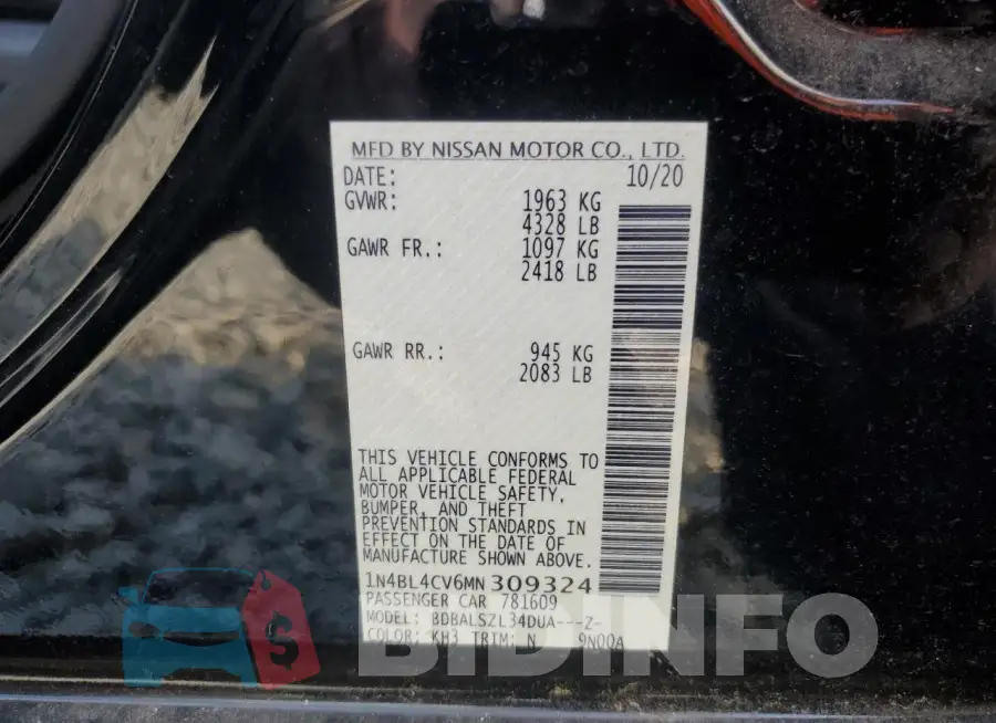 1N4BL4CV6MN309324 Photo# 12