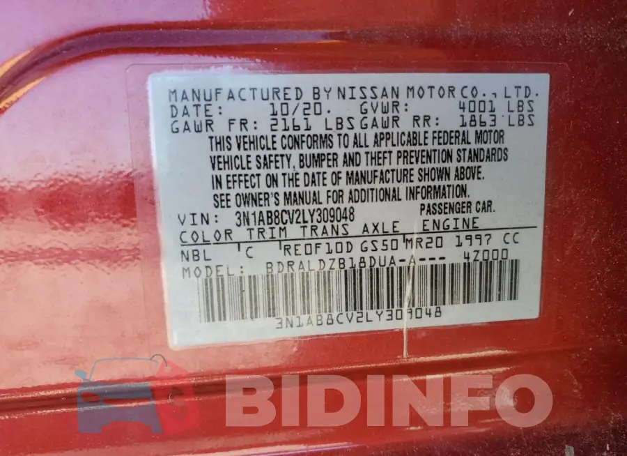 3N1AB8CV2LY309048 Photo# 12