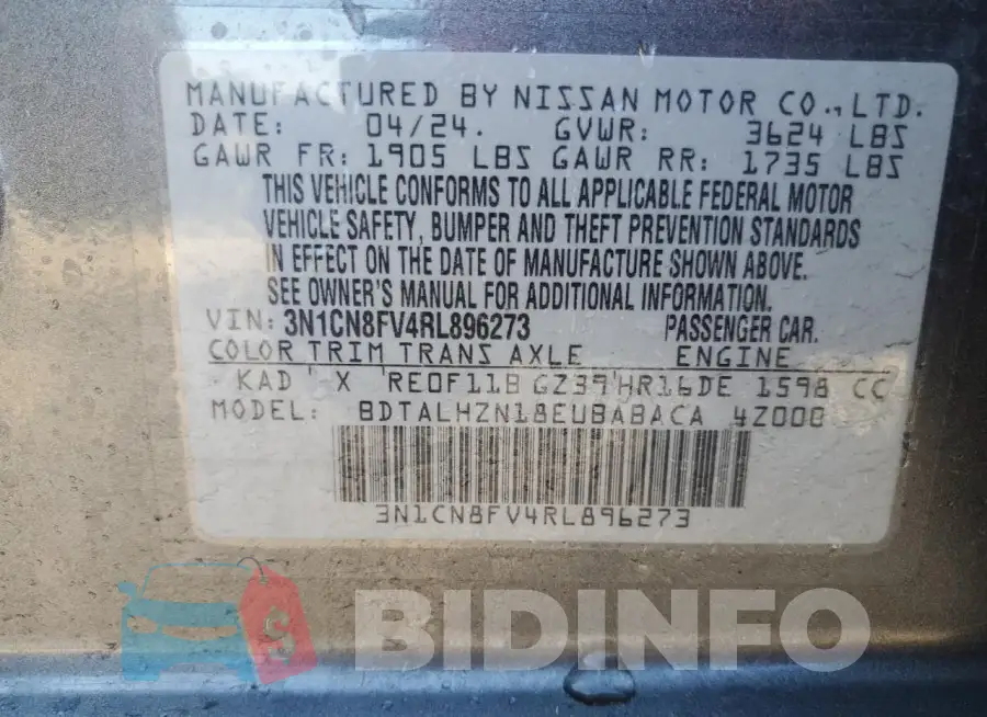 3N1CN8FV4RL896273 Photo# 12