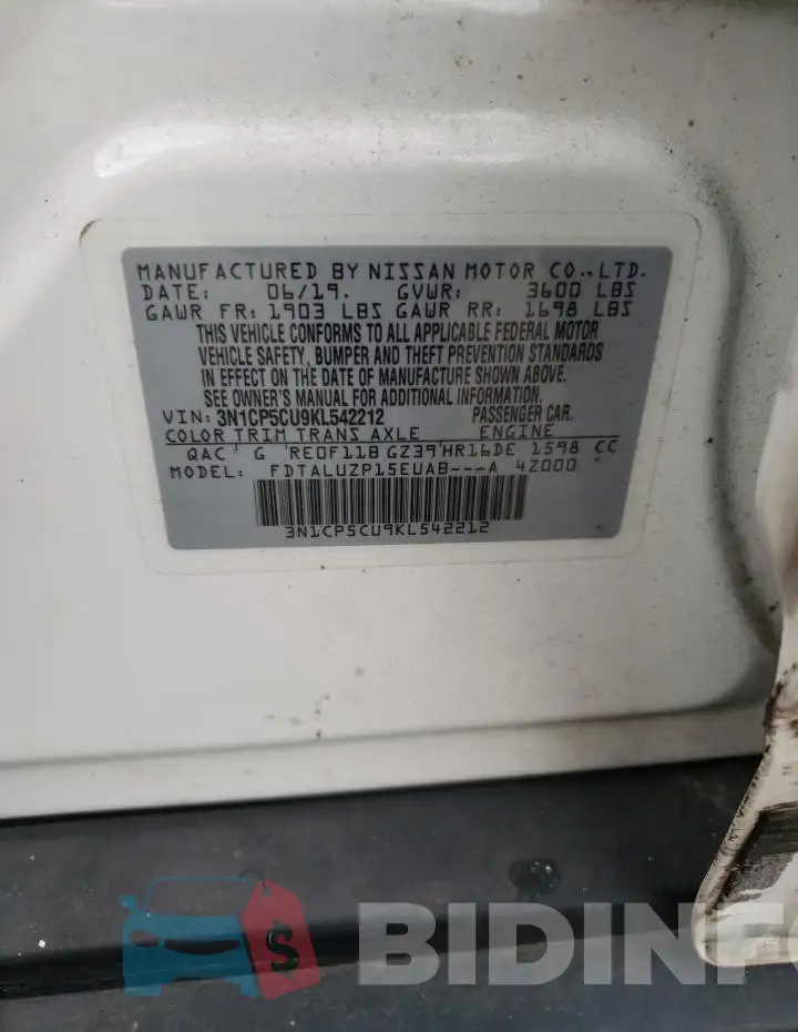 3N1CP5CU9KL542212 Photo# 14