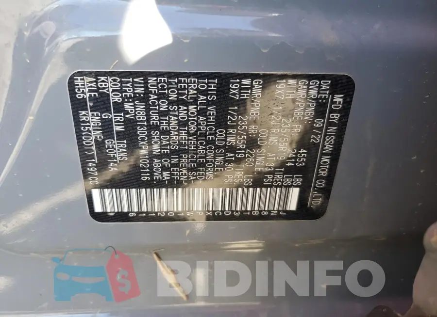 JN8BT3DCXPW102116 Photo# 14