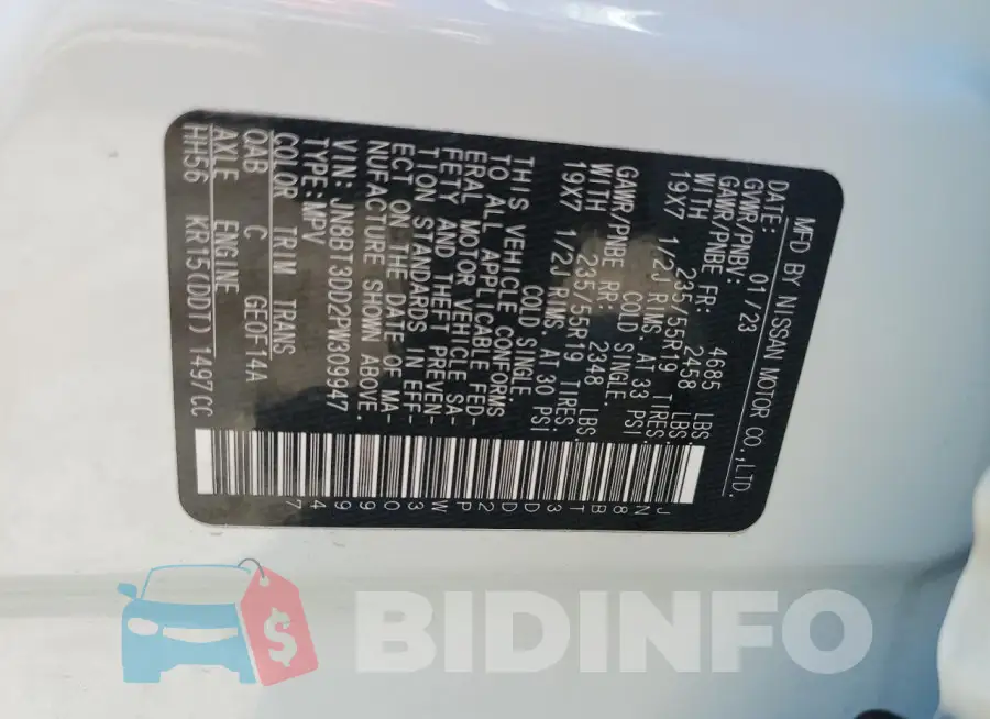 JN8BT3DD2PW309947 Photo# 13